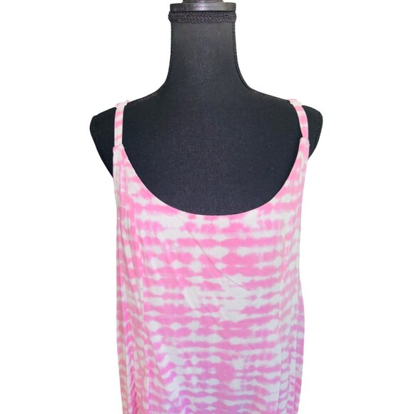 Torrid Pink Tie Dye Challis Handkerchief Dress Tie Back Sz 12/0 Scoop Neck Lined - Picture 4 of 11